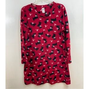 Black Dog Patterned Cozy Flannel Nightgown Size L